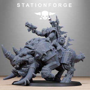 Ork Brast Rider Warlord Miniature | Station Forge 16K Resin | 28mm Tabletop Wargaming image 3