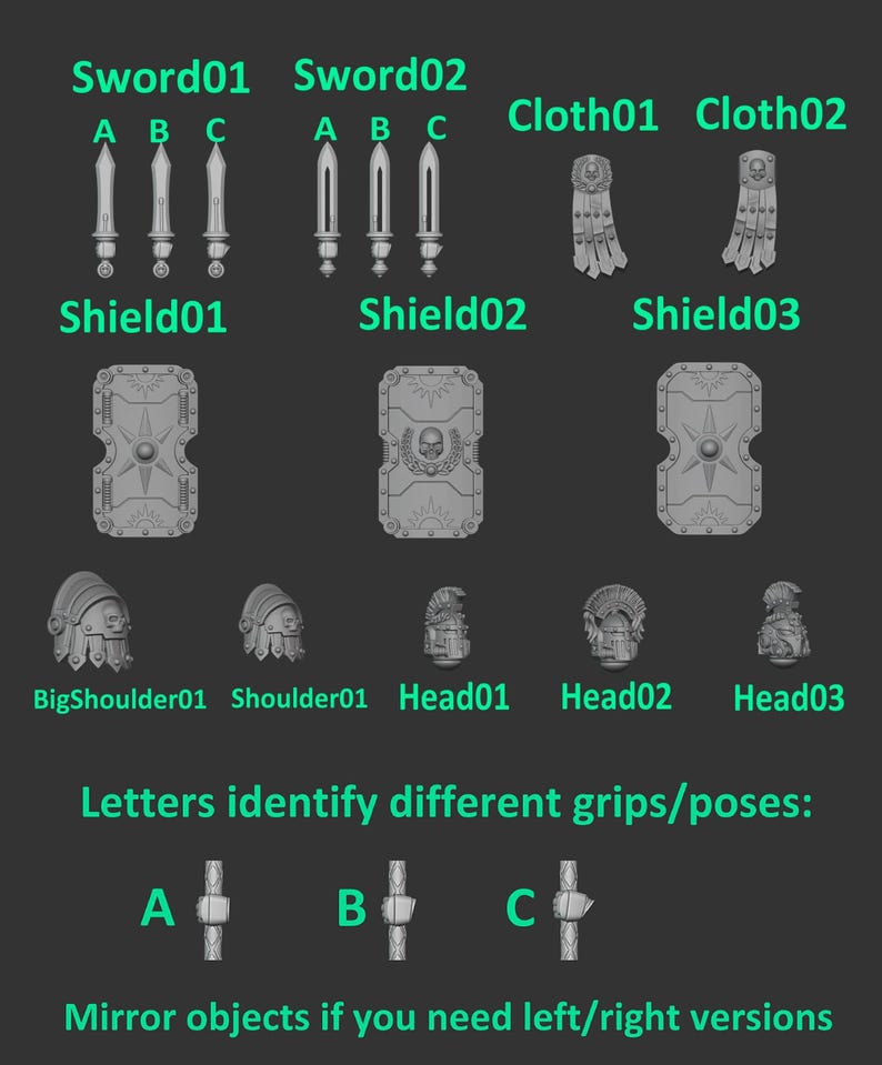 Ewige Pilger – Römisches Set – 16k Resin – GreyTide Studio – Heilige Krieger / Weltraumkrieger / Einzelteile / Tabletop / Wargaming / Düstere Dunkelheit Bild 2