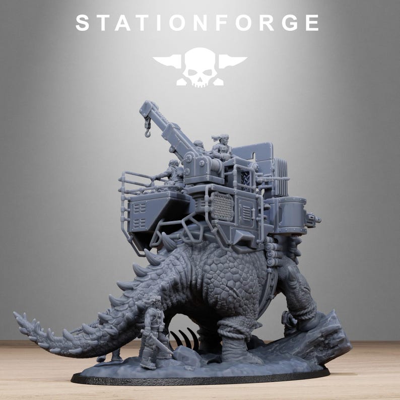 Grimguard Jungle Fighters Triceratank | Station Forge 16k Resin Miniatures | 28 mm 32 mm Tabletop Wargaming | Unbemalt Bild 6