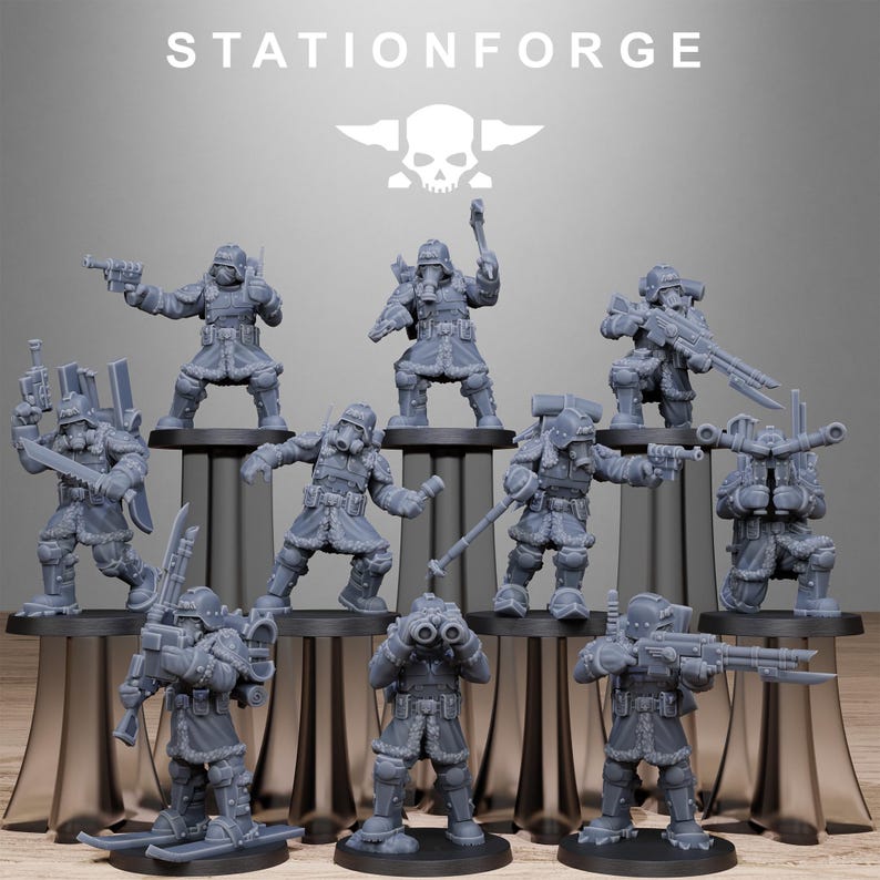 Grimguard Frostwatch Patrol | Station Forge 16k Resin Miniatures | 28mm 32mm Tabletop Wargaming | Unpainted image 2