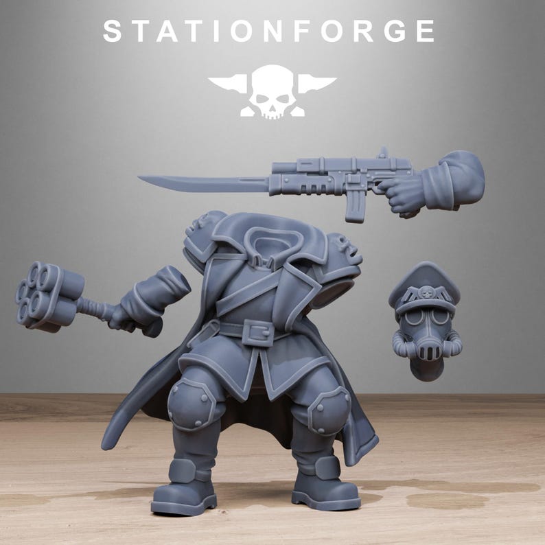 Grimguard Lieutenant | Station Forge 16k Resin Miniatures | 28mm 32mm Tabletop Wargaming | Unpainted image 8