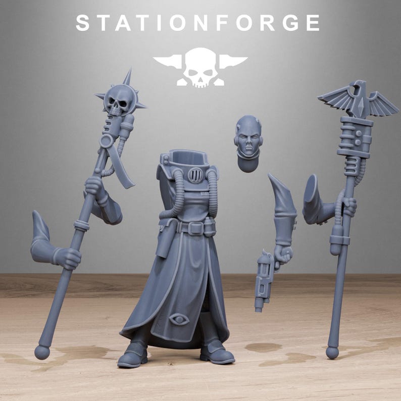 Grimcorp Seers | Station Forge 16k Resin Miniatures | 28 mm 32 mm Tabletop Wargaming | Ongeverfd afbeelding 10