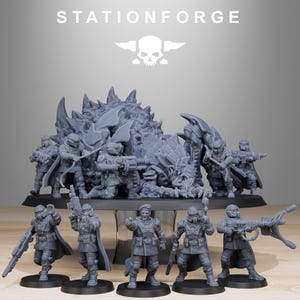 Vaskar-Jäger | Station Forge 16k Resin-Miniaturen | 28 mm/32 mm Tabletop-Wargaming | Unbemalt Hunters + Monster