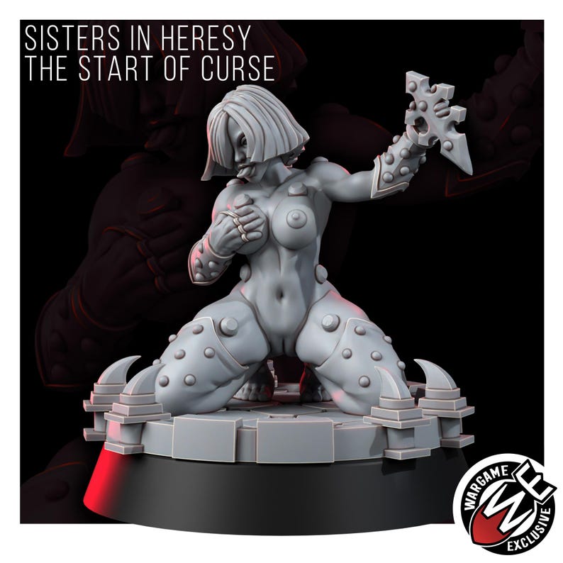Sisters In Heresy Start Of The Curse | 16k Resin Miniatures | 28mm 32mm Tabletop Wargaming | Unpainted image 6