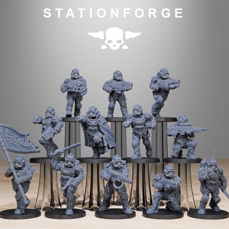 Grimguard Elites | Station Forge 16k Resin Miniatures | 28mm 32mm Tabletop Wargaming | Unpainted image 2