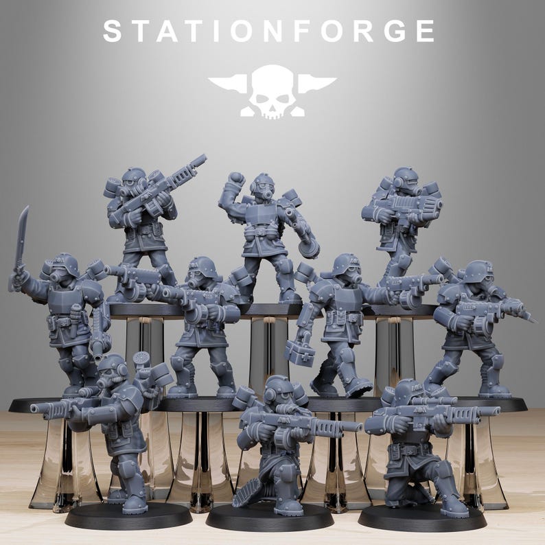Grimguard Aero Troops | Station Forge 16k Resin Miniatures | 28mm 32mm Tabletop Wargaming | Unpainted image 2