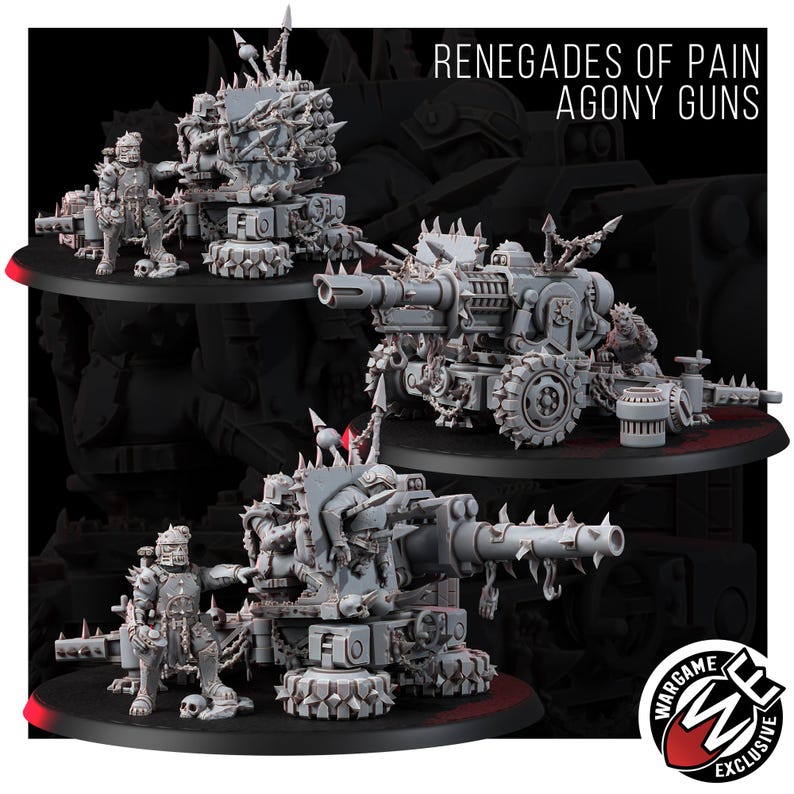 Chaos Renegades Of Pain Agony Guns | 16k Resin Miniatures | 28mm 32mm Tabletop Wargaming | Unpainted image 5
