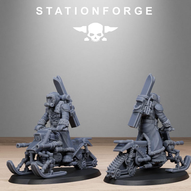 Motociclistas de nieve de la Guardia Gélida / Miniaturas de resina Station Forge 16k / 28 mm 32 mm para juegos de mesa / Sin pintar imagen 9
