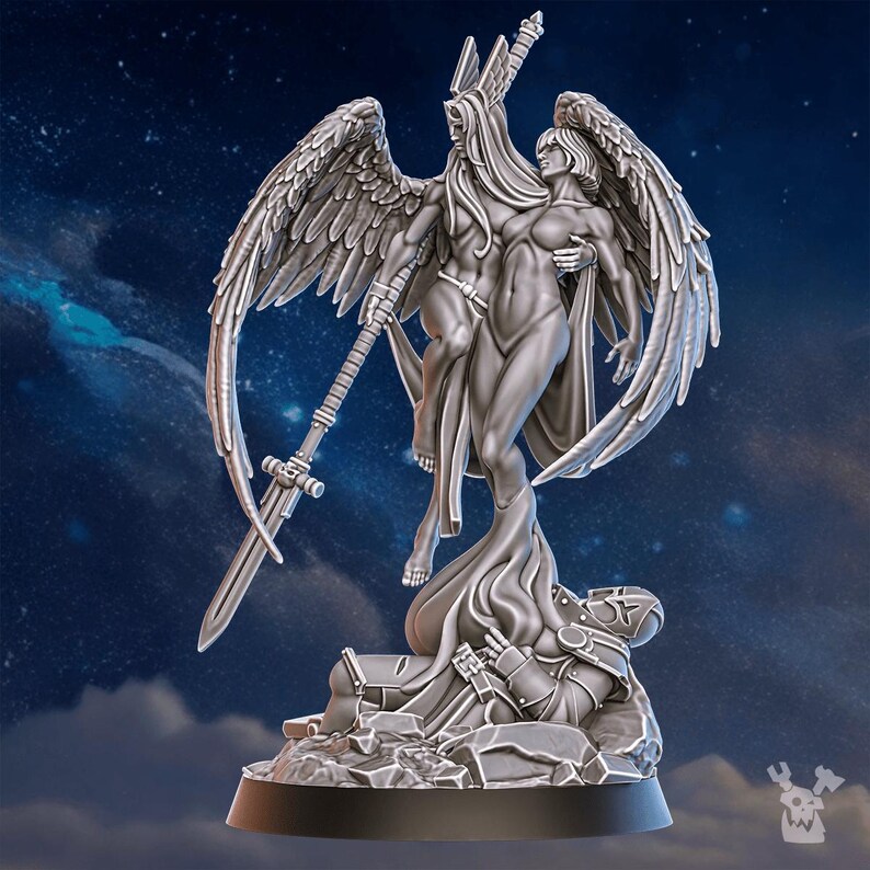 Valkyries Warmaster Air | 16k Resin Miniatures | 28mm 32mm Tabletop Wargaming | Unpainted image 4