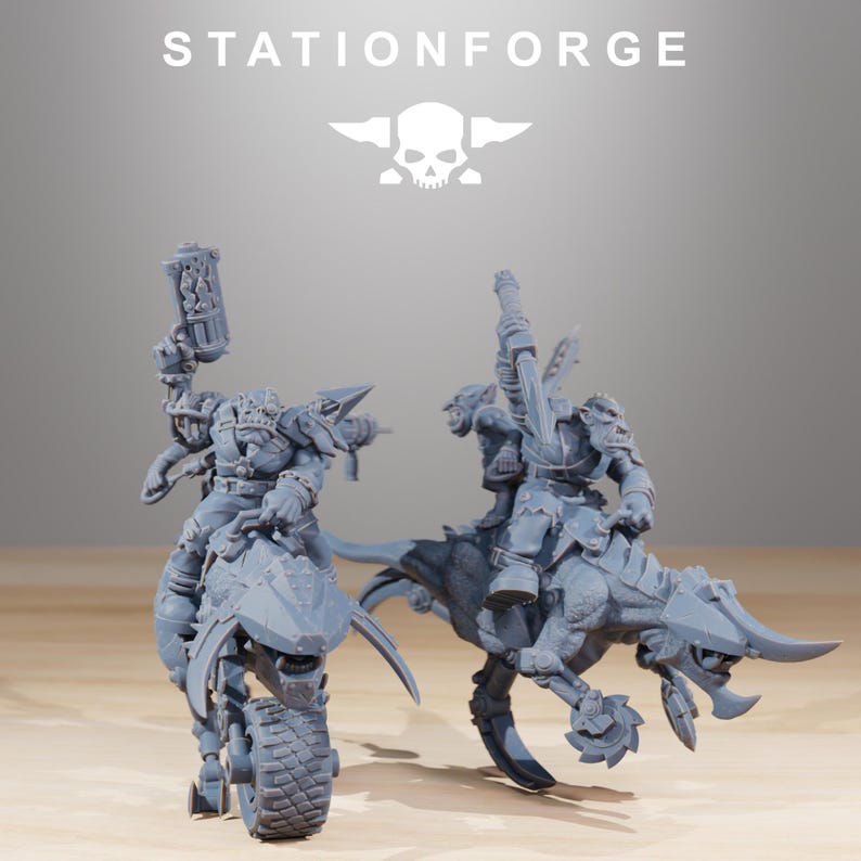 Orks Orkaz Beast Riders | Station Forge 16k Resin Miniatures | 28mm 32mm Tabletop Wargaming | Unpainted image 4