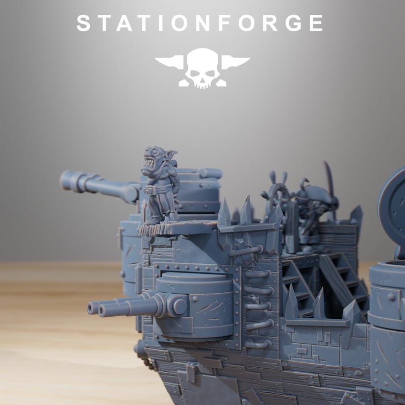 Gobs Pearl Battle Ship | Station Forge 16k Resin Miniatures | 28mm 32mm Tabletop Wargaming | Unpainted image 6
