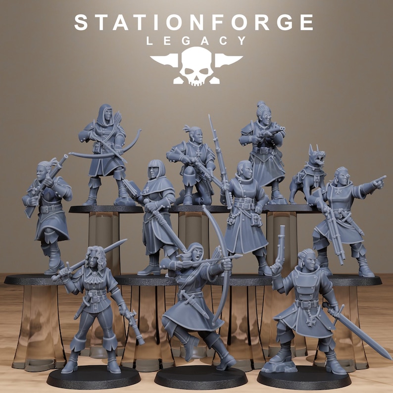 Legacy Thorncrest Hunters Sisters | Station Forge 16k Resin Miniatures | 28mm 32mm Tabletop Wargaming | Unpainted image 2