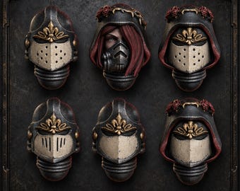 War Sisters Bloody Rose Helmets – 6x 16K Resin Conversion Bits (Grimdark Wargaming)