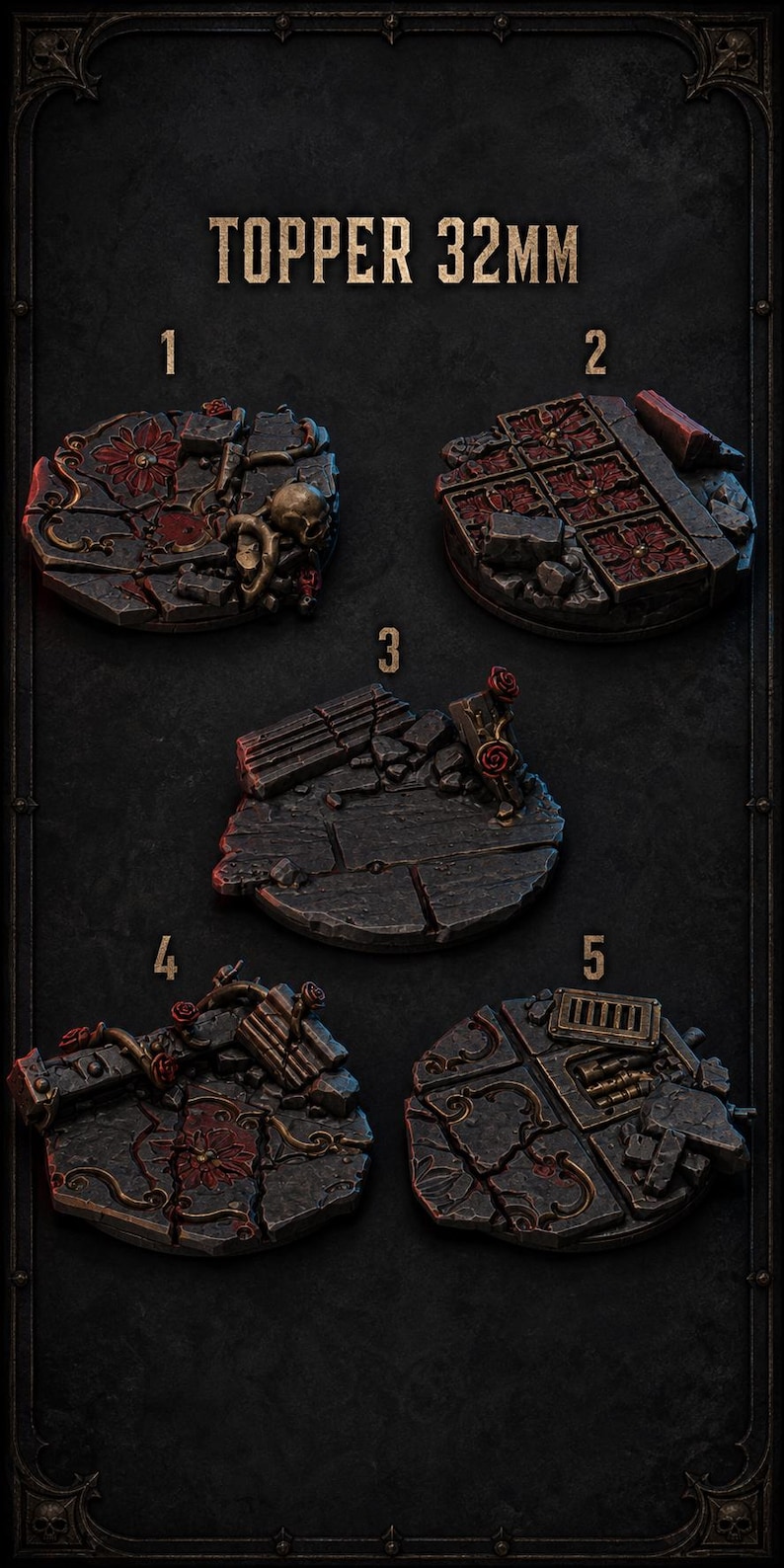 Crimson Lords - Basing toppers 40mm - 16k Resin - GreyTide Studio - Blood / Space Warriors / Bitz / Tabletop / Wargaming / Grimdark image 1