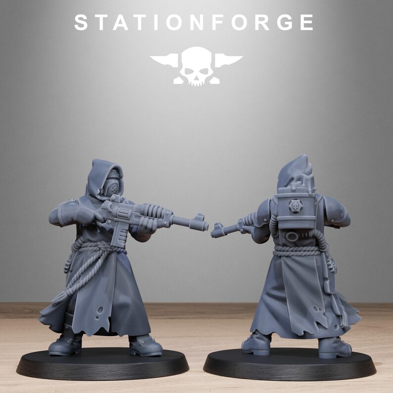 Scavenger Sanctum Infantry | Station Forge 16k Resin Miniatyrer | 28 mm 32 mm Bordsskiva Krigsspel | Omålad bild 7