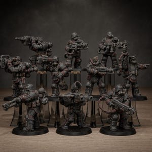 Grimguard Armored Squad Reborn | Station Forge 16k Resin Miniatures | 28mm 32mm Tabletop Wargaming | Unpainted image 1