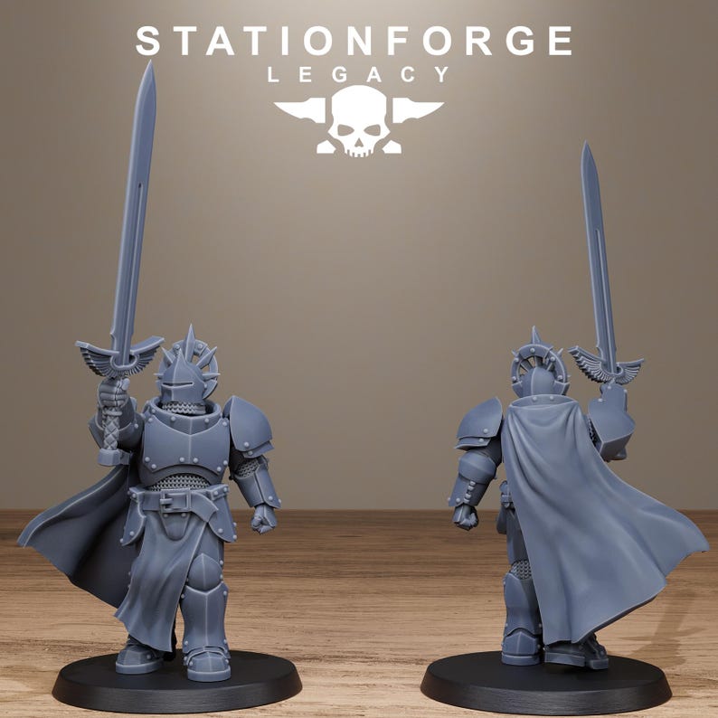 Solaris Soalris Greatswordsmen | Station Forge 16k Resin Miniatures | 28mm 32mm Tabletop Wargaming | Unpainted image 4