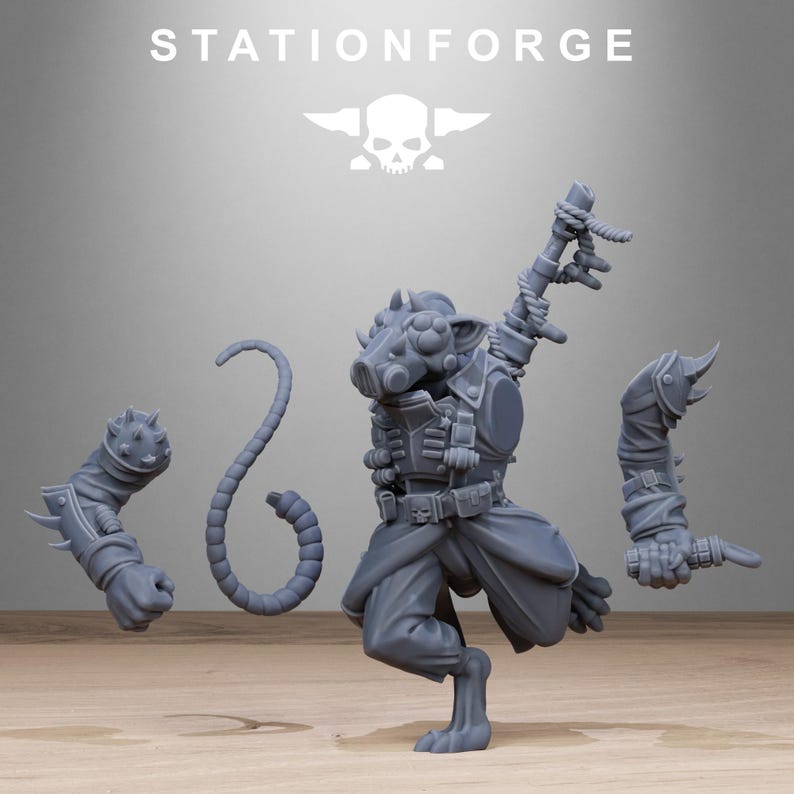 Corrupted Guard Raticus | Station Forge 16k Resin Miniatures | 28mm 32mm Tabletop Wargaming | Unpainted image 9
