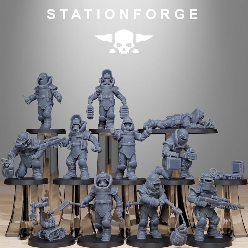 Grimguard Bomb Squad | Station Forge 16k Resin Miniatures | 28 mm 32 mm Tabletop Wargaming | Ongeverfd afbeelding 2