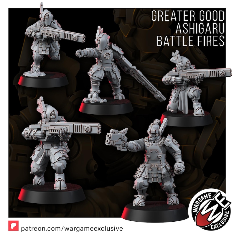 Coalición Ashigaru Fuegos de Batalla T1 / Miniaturas de Resina 16k / 28 mm 32 mm Juegos de Guerra de Mesa / Sin Pintar imagen 4