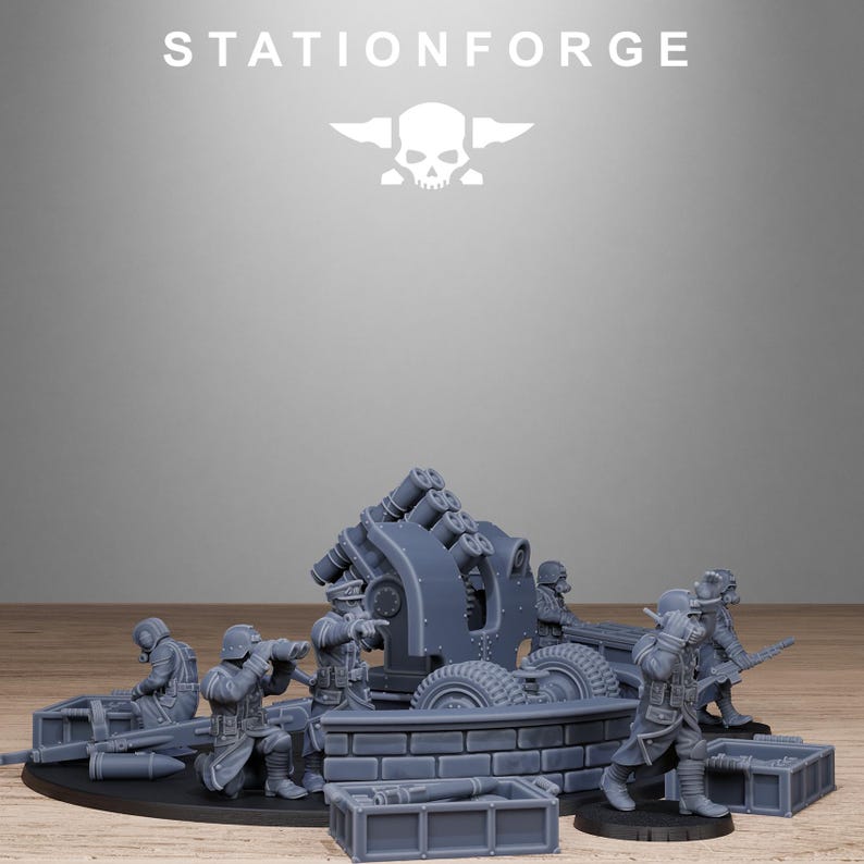Grimguard Leichte Artillerie 2 | Station Forge 16k Resin-Miniaturen | 28 mm/32 mm Tabletop-Wargaming | Unbemalt Bild 4