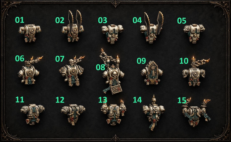 Eternal Pilgrims - Backpacks - 16k Resin - GreyTide Studio - Holy Warriors / Space Warriors / Bitz / Tabletop / Wargaming / Grimdark image 1