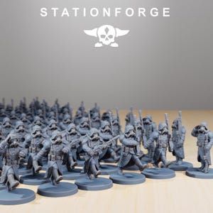 Grimguard Marching Pose | Station Forge 16k Resin Miniatures | 28mm 32mm Tabletop Wargaming | Unpainted image 1