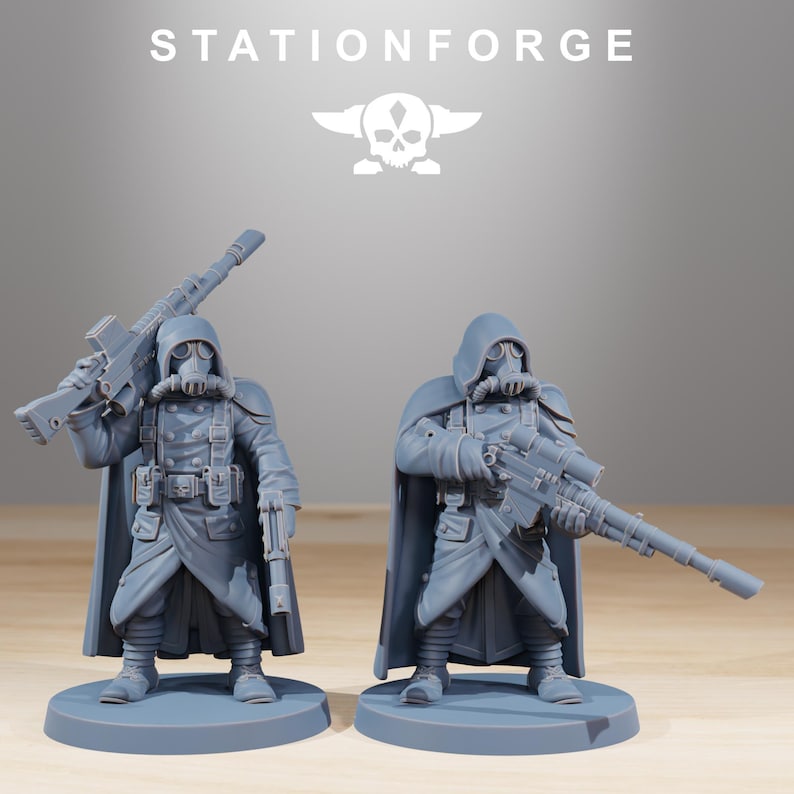 Grimguard Marksmen | Station Forge 16k Resin Miniatures | 28mm 32mm Tabletop Wargaming | Unpainted image 2