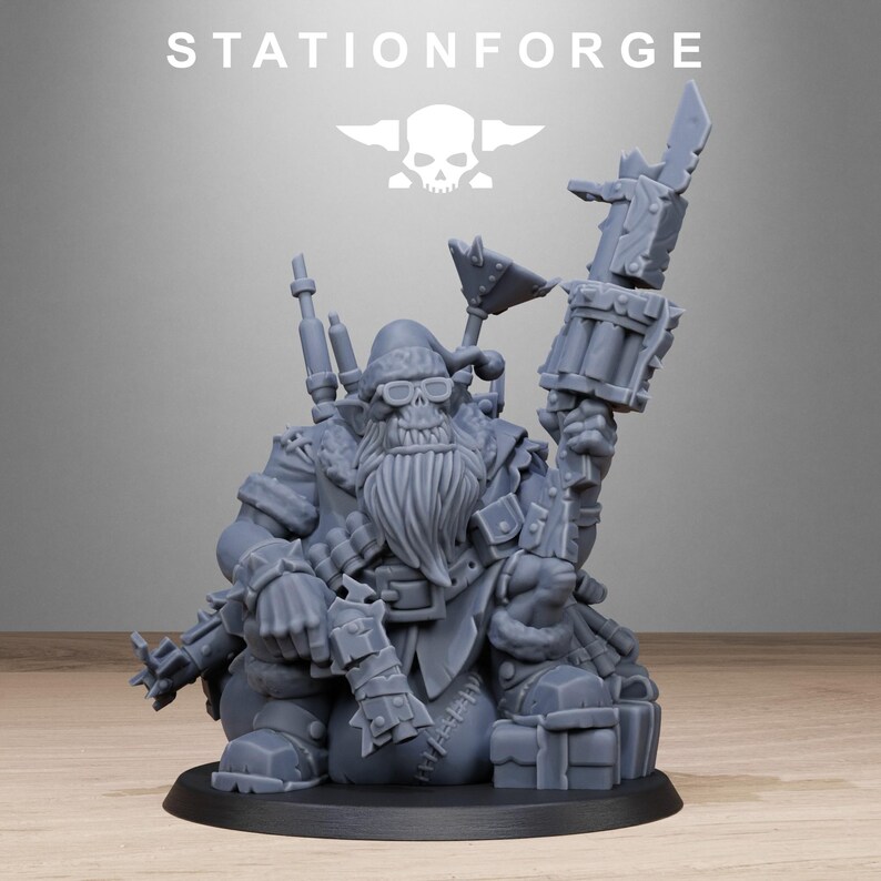Orks Orkaz Santa Chaos | Station Forge 16k Resin-Miniaturen | 28 mm 32 mm Tabletop-Wargaming | Unbemalt Bild 2