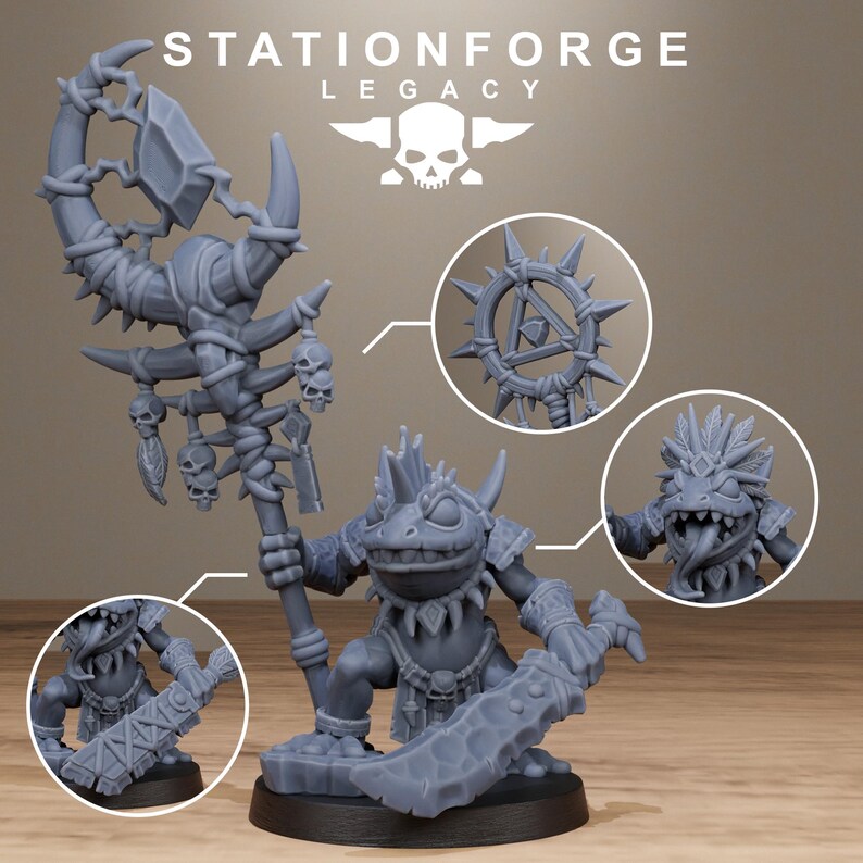 Legacy Bogkin Shaman | Station Forge 16k Resin Miniatures | 28mm 32mm Tabletop Wargaming | Unpainted image 2