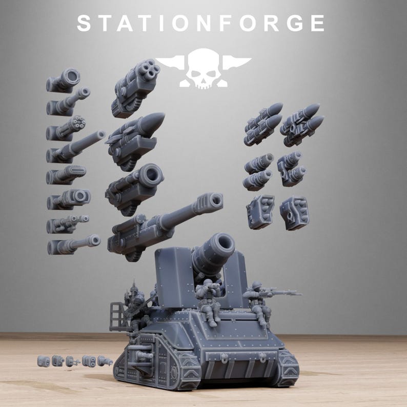 Freeguard artillerie minitank | Station Forge 16k harsminiaturen | 28 mm 32 mm tafelblad oorlogsspellen | Ongeverfd afbeelding 8