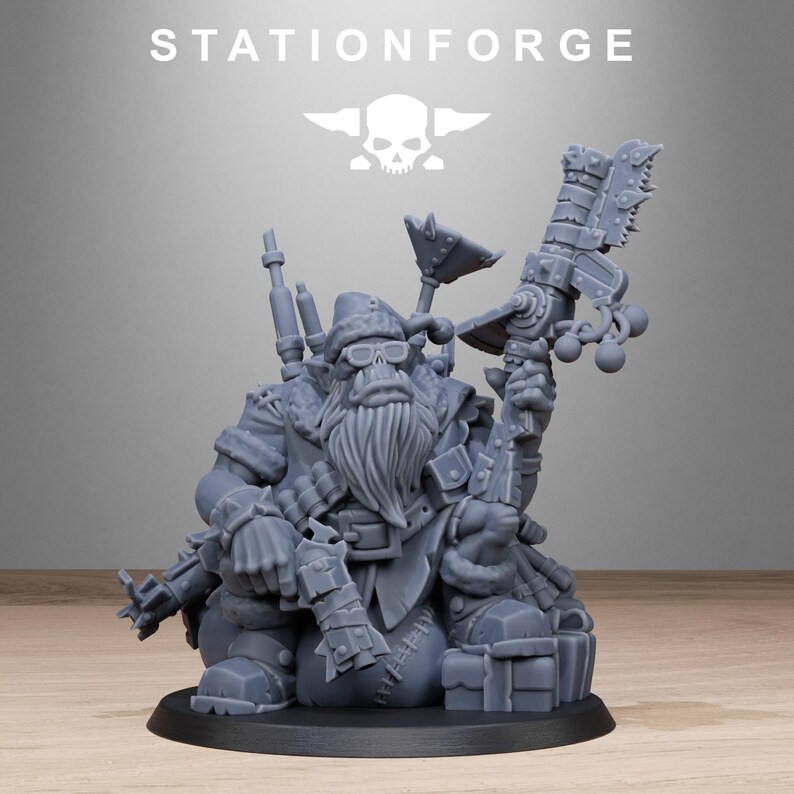 Orks Orkaz Santa Chaos | Station Forge 16k Resin-Miniaturen | 28 mm 32 mm Tabletop-Wargaming | Unbemalt Bild 3