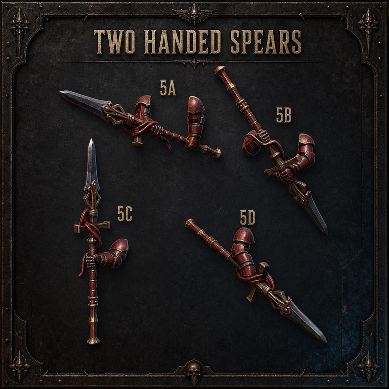 Crimson Lords - Two Handed Spears - 16k Resin - GreyTide Studio - Blood / Space Warriors / Bitz / Tabletop / Wargaming / Grimdark image 1