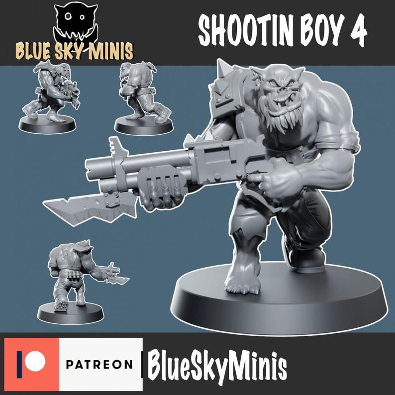 Shootin Boys Squad - Orc Squad - 16k Resin - Blue Sky Minis - Orcs / Tabletop / Wargaming / Grimdark image 6