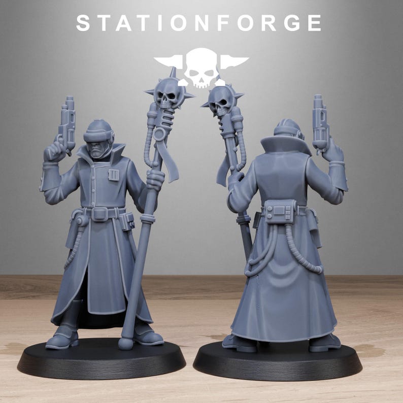 Grimcorp Seers | Station Forge 16k Resin Miniatures | 28 mm 32 mm Tabletop Wargaming | Ongeverfd afbeelding 6