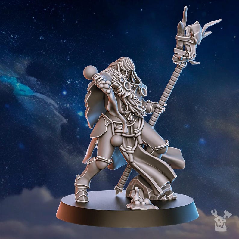Blackhide Tribe Shaman | 16k Resin Miniatures | 28mm 32mm Tabletop Wargaming | Unpainted image 4