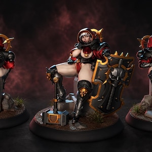 Gaz Minis Pinup Guardian Maiden | 16k Resin Miniaturen | 28 mm 32 mm Tabletop Wargaming | Unbemalt Bild 4