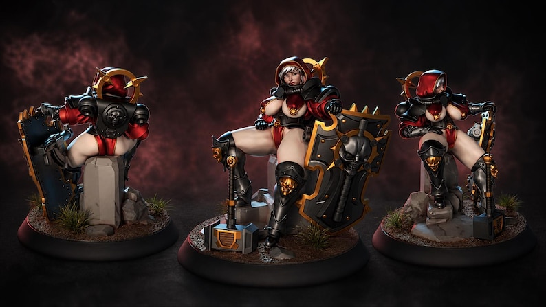 Gaz Minis Pinup Guardian Maiden | 16k Resin Miniaturen | 28 mm 32 mm Tabletop Wargaming | Unbemalt Bild 4