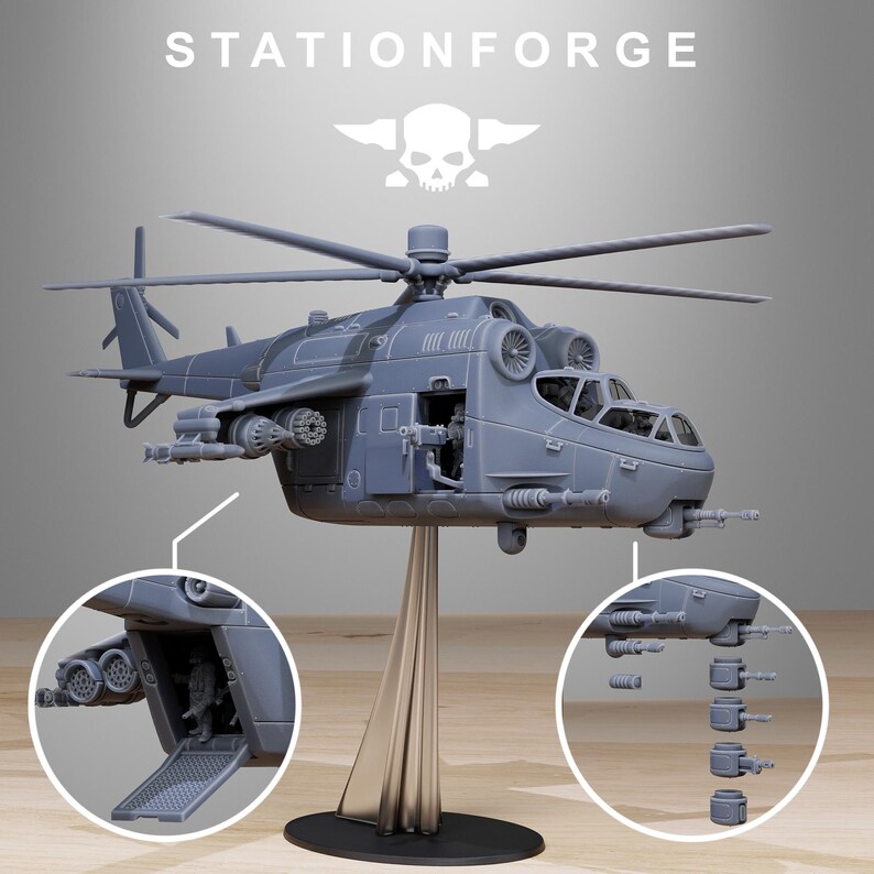 Helicóptero Grimguard / Station Forge 16k Miniaturas de resina / 28 mm 32 mm Juegos de guerra de mesa / Sin pintar imagen 2