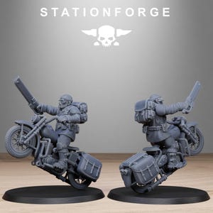 Freeguard Bikers | Station Forge 16k Resin Miniatures | 28mm 32mm Tabletop Wargaming | Unpainted image 9