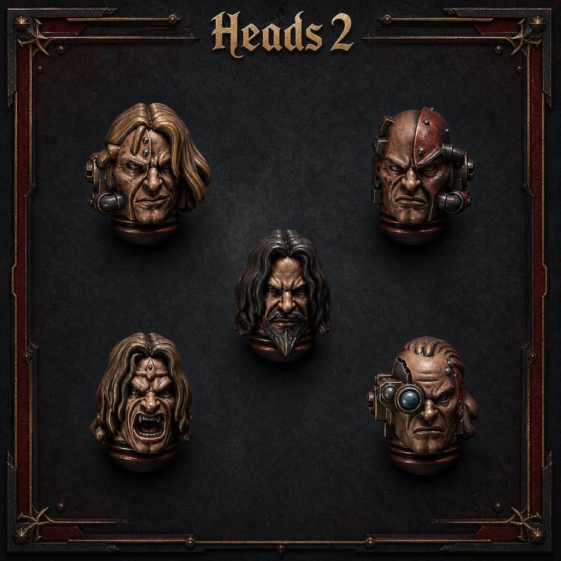 Crimson Lords - Heads #2 - 16k Resin - GreyTide Studio - Blood / Space Warriors / Bitz / Tabletop / Wargaming / Grimdark image 1