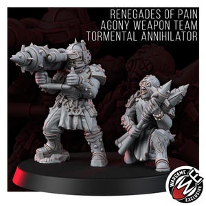 Chaos Renegades Of Pain Agony Weapon Team Tormental Annihilator | 16k Resin Miniatures | 28mm 32mm Tabletop Wargaming | Unpainted image 6