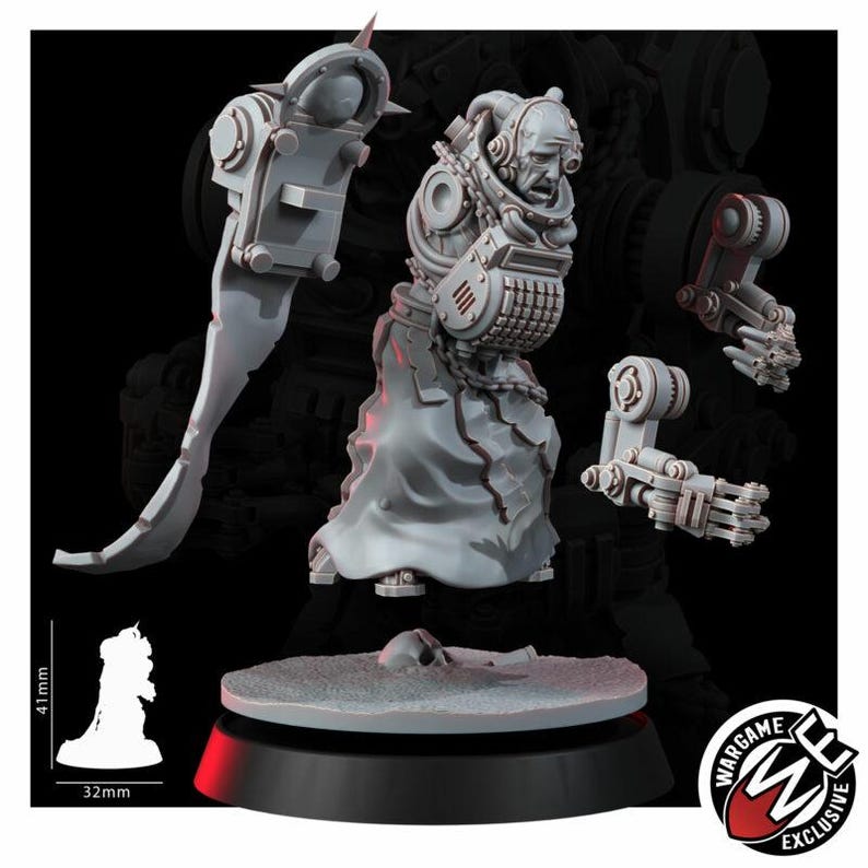 Space Knights Bookkeeper with Servitor | 16k Resin Miniatures | 28mm 32mm Tabletop Wargaming | Unpainted image 6