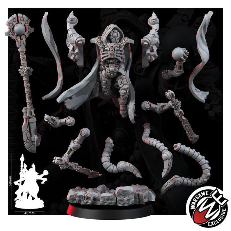 Necrocyborg Awaken Lord | 16k Resin Miniatures | 28mm 32mm Tabletop Wargaming | Unpainted image 3