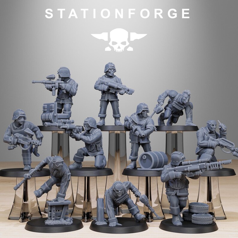 Grimguard Paintball-Trupp | Station Forge 16k Resin-Miniaturen | 28 mm/32 mm Tabletop-Wargaming | Unbemalt Bild 2