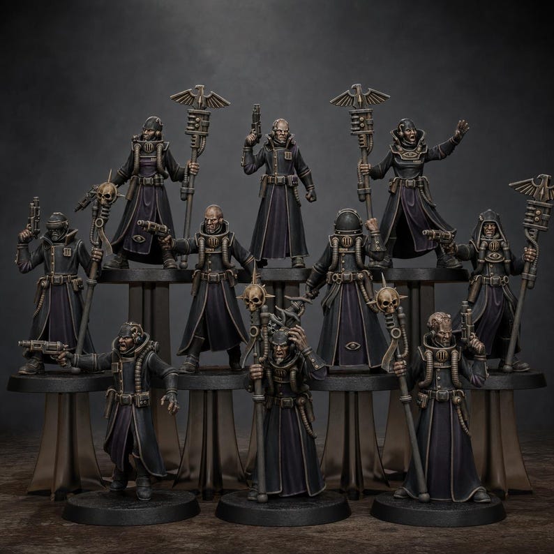 Grimcorp Seers | Station Forge 16k Resin Miniatures | 28 mm 32 mm Tabletop Wargaming | Ongeverfd afbeelding 1