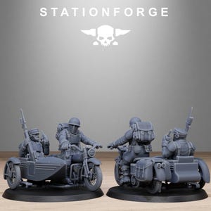 Freeguard Bikers | Station Forge 16k Resin Miniatures | 28mm 32mm Tabletop Wargaming | Unpainted image 4