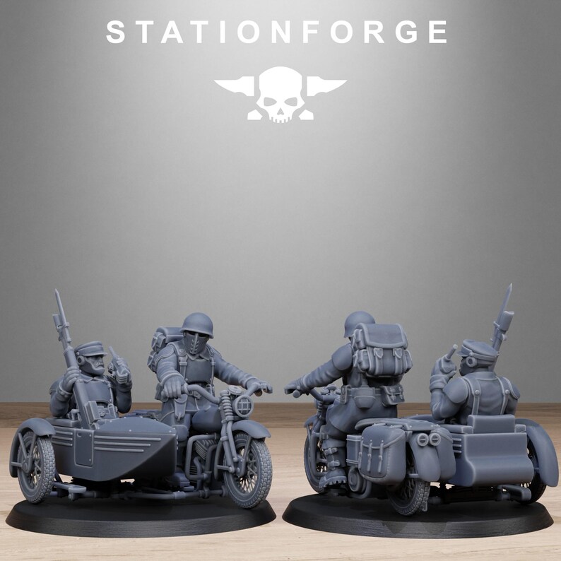 Freeguard Bikers | Station Forge 16k Resin Miniatures | 28mm 32mm Tabletop Wargaming | Unpainted image 4