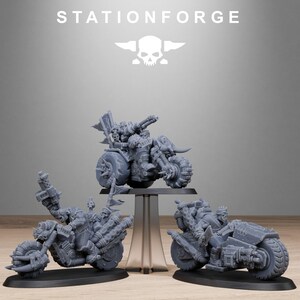 Orks Orkaz Bikers | Station Forge 16k Resin Miniatures | 28 mm 32 mm Tabletop Wargaming | Ongeverfd afbeelding 2