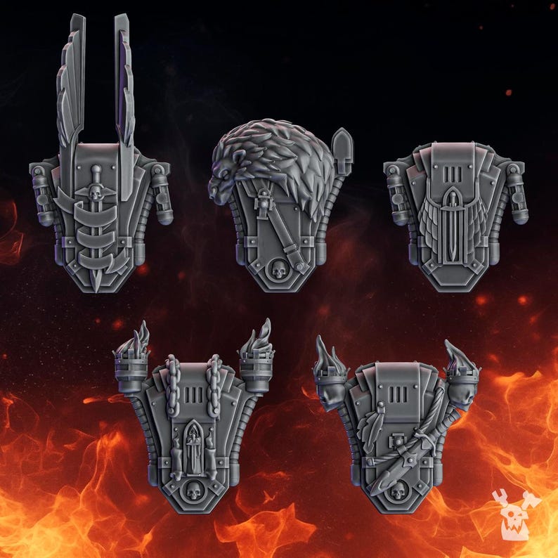 Pactum Aeternum Knight Backpacks - 16k Resin - DakkaDakka - Templar Warriors / Bitz / Tabletop / Wargaming / Grimdark image 2